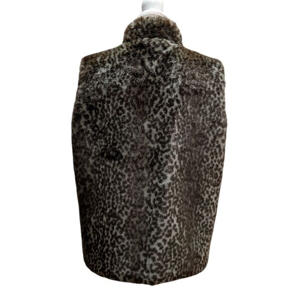 Guess Women's Reversible Full Zip Vest Black & Animal Print Faux Fur Size M - Picture 7 of 13